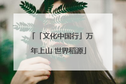 「文化中国行」万年上山 世界稻源