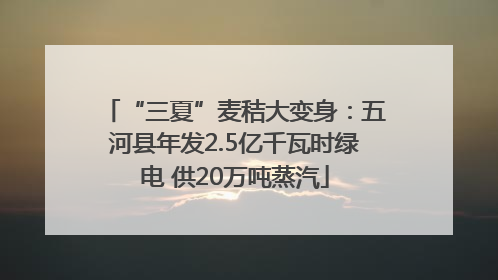 “三夏”麦秸大变身：五河县年发2.5亿千瓦时绿电 供20万吨蒸汽