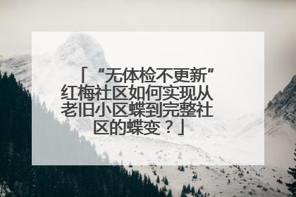 “无体检不更新”红梅社区如何实现从老旧小区蝶到完整社区的蝶变？