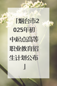 烟台市2025年初中起点高等职业教育招生计划公布