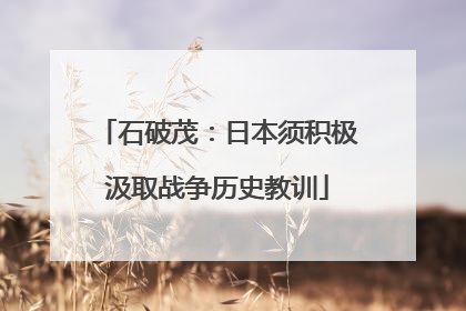 石破茂：日本须积极汲取战争历史教训