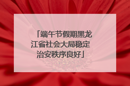 端午节假期黑龙江省社会大局稳定治安秩序良好