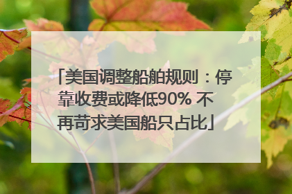 美国调整船舶规则：停靠收费或降低90% 不再苛求美国船只占比