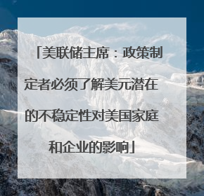 美联储主席：政策制定者必须了解美元潜在的不稳定性对美国家庭和企业的影响