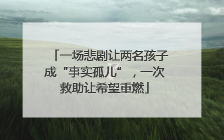一场悲剧让两名孩子成“事实孤儿”，一次救助让希望重燃