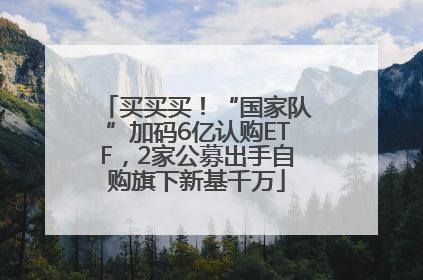 买买买！“国家队”加码6亿认购ETF，2家公募出手自购旗下新基千万