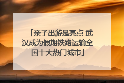 亲子出游是亮点 武汉成为假期铁路运输全国十大热门城市