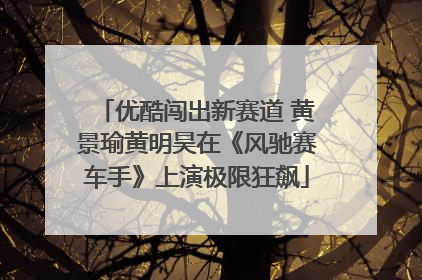优酷闯出新赛道 黄景瑜黄明昊在《风驰赛车手》上演极限狂飙
