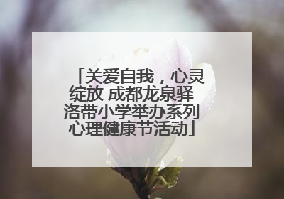 关爱自我，心灵绽放 成都龙泉驿洛带小学举办系列心理健康节活动