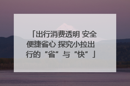 出行消费透明 安全便捷省心 探究小拉出行的“省”与“快”