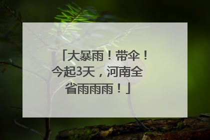 大暴雨！带伞！今起3天，河南全省雨雨雨！
