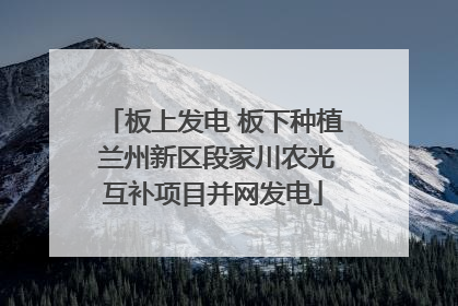 板上发电 板下种植 兰州新区段家川农光互补项目并网发电