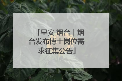 早安 烟台｜烟台发布博士岗位需求征集公告