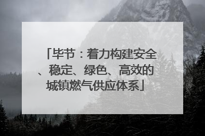 毕节：着力构建安全、稳定、绿色、高效的城镇燃气供应体系