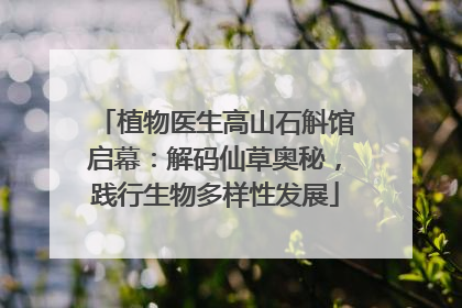 植物医生高山石斛馆启幕：解码仙草奥秘，践行生物多样性发展