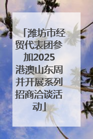 潍坊市经贸代表团参加2025港澳山东周并开展系列招商洽谈活动