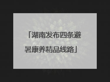 湖南发布四条避暑康养精品线路