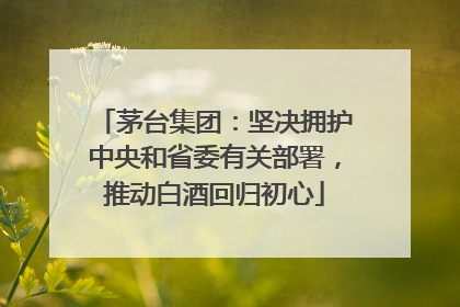 茅台集团：坚决拥护中央和省委有关部署，推动白酒回归初心