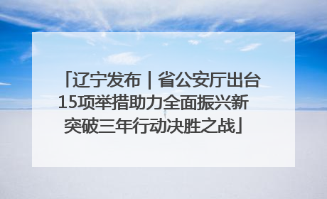 辽宁发布｜省公安厅出台15项举措助力全面振兴新突破三年行动决胜之战