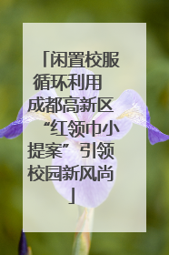 闲置校服循环利用 成都高新区“红领巾小提案”引领校园新风尚