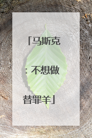 马斯克：不想做替罪羊