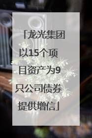 龙光集团以15个项目资产为9只公司债券提供增信