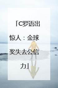 C罗语出惊人：金球奖失去公信力